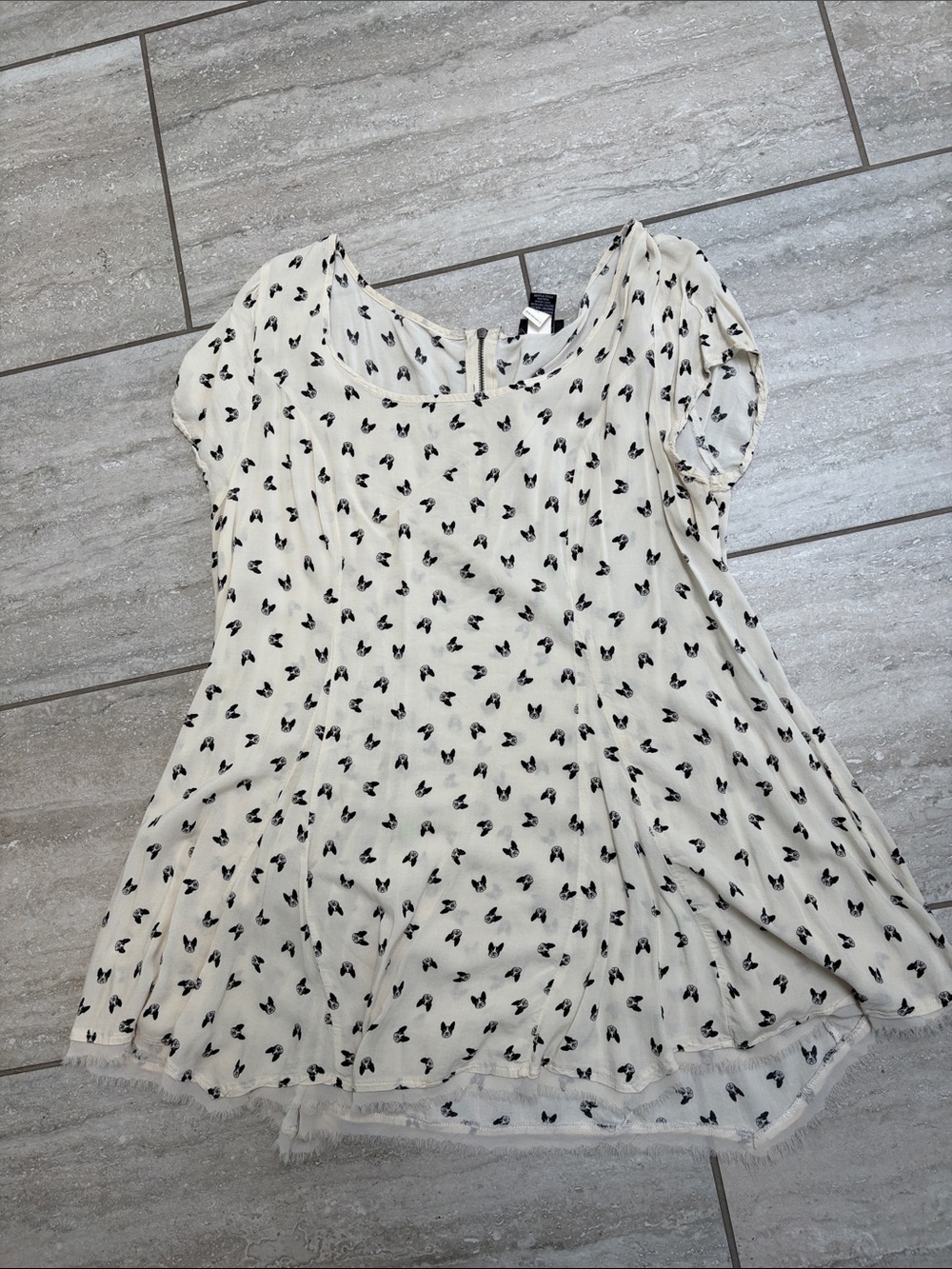Torrid Cream Blouse with Black Floral Motif